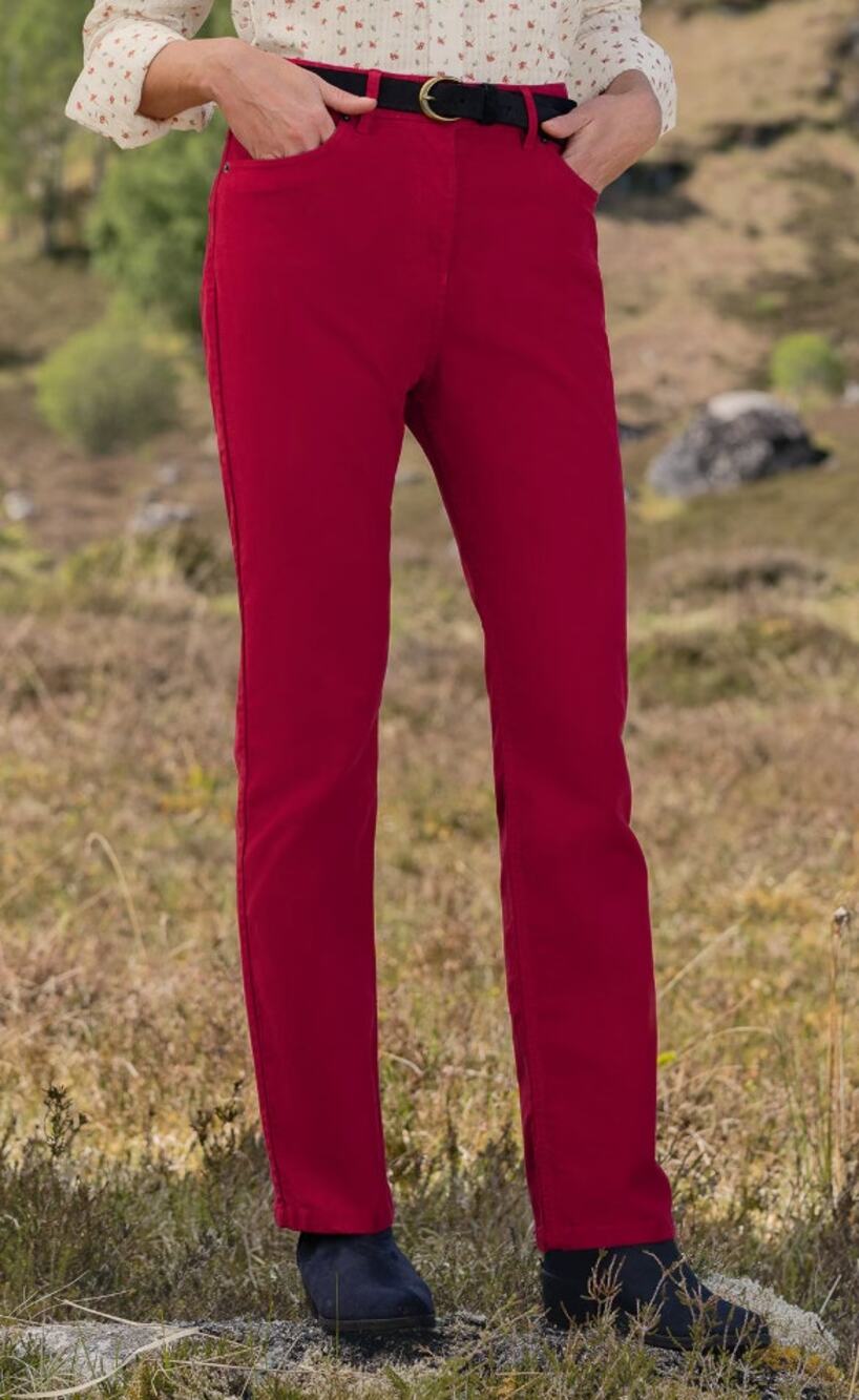 House of Bruar Red Moleskin Straight Leg Pants Equestrian Heritage Old Money 14
